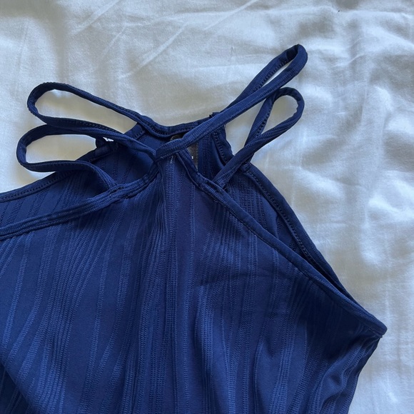 Blue flare pants with waist straps - Picture 2 of 6